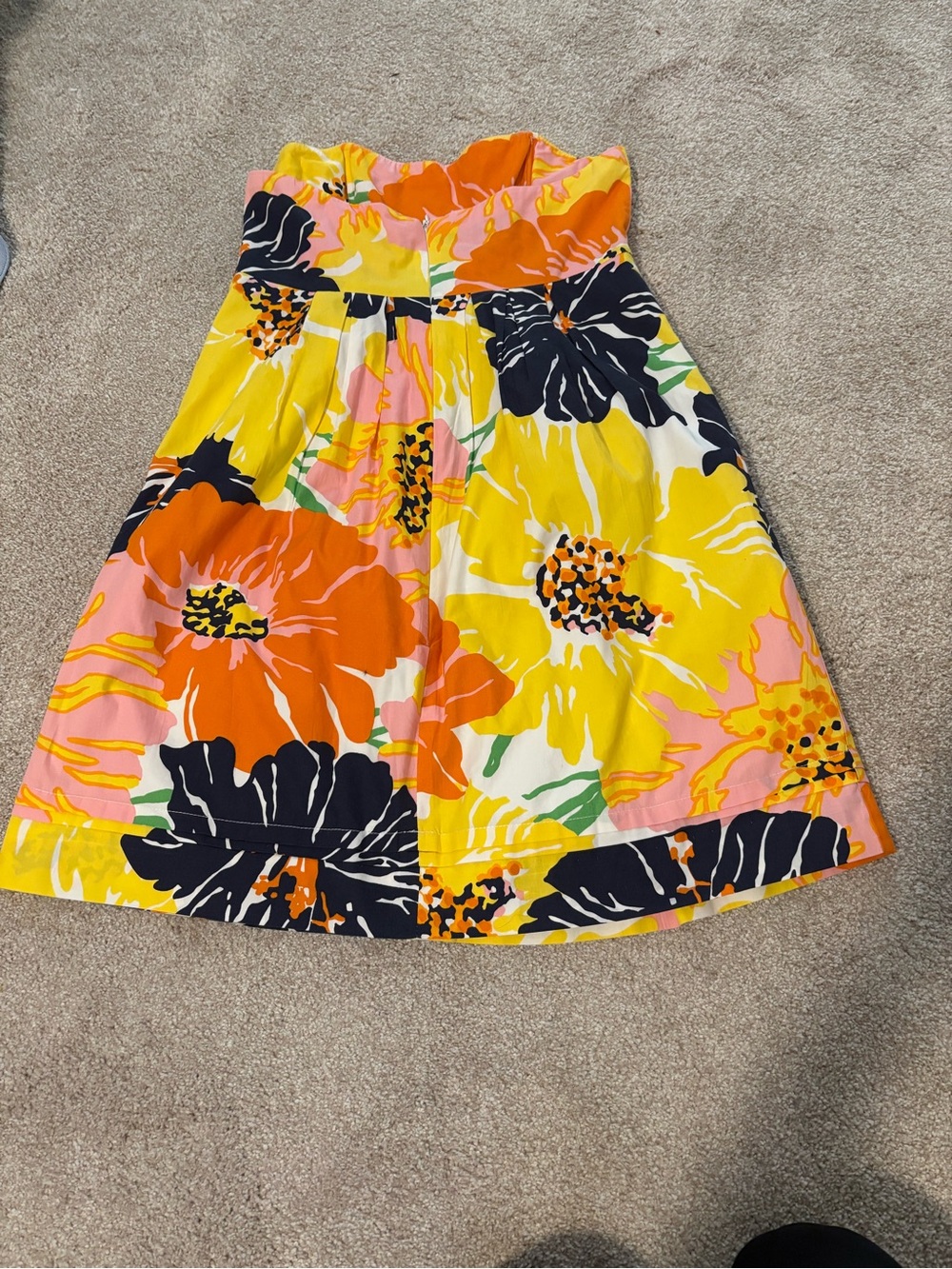 Molly B Boston Bold Floral A-Line Strapless Dress  Yellow, Orange, Pink & Black